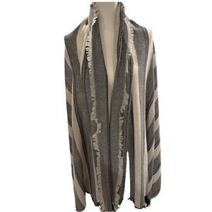 Womens Wool Cashmere scarf tassel large 86x44 Striped‎ Black White  Dillards